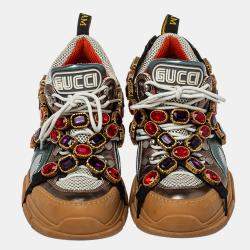 Pre Owned Gucci Multicolor Leather And Mesh Flashtrek Sneakers Size 39