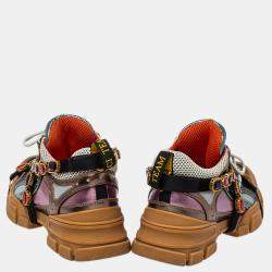 Pre Owned Gucci Multicolor Leather And Mesh Flashtrek Sneakers Size 39
