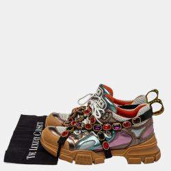 Pre Owned Gucci Multicolor Leather And Mesh Flashtrek Sneakers Size 39