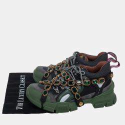 مملوكة مسبقًا Gucci Multicolor Mesh And Suede Flashtrek Removable Crystals Low Top Sneakers Size 39
