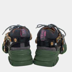 مملوكة مسبقًا Gucci Multicolor Mesh And Suede Flashtrek Removable Crystals Low Top Sneakers Size 39