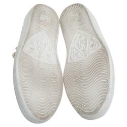 Gucci White Leather Ace Faux Pearl Embellished Studded Low Top Sneakers Size 39