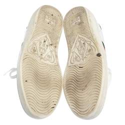 Pre Owned حذاء رياضي غوتشي إيس جلد مطرز بنحلة أبيض برباط مقاس 38