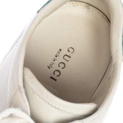 Pre Owned حذا ء رياضي غوتشي إيس جلد مطرز بنحلة أبيض برباط مقاس 38