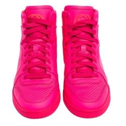Gucci Neon Pink Perforated Leather Coda High Top Sneakers Size 38