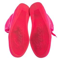 Gucci Neon Pink Perforated Leather Coda High Top Sneakers Size 38