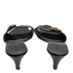 Pre Owned Gucci Black Guccissima Leather  Hysteria Slide Sandals Size 39.5