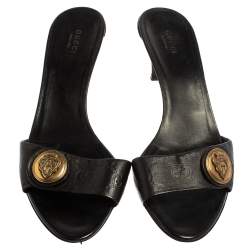 Pre Owned Gucci Black Guccissima Leather  Hysteria Slide Sandals Size 39.5