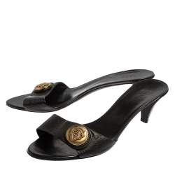Pre Owned Gucci Black Guccissima Leather  Hysteria Slide Sandals Size 39.5