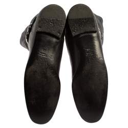 Pre Owned Gucci Black Leather Knee Length Boots Size 40