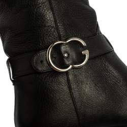 Pre Owned Gucci Black Leather Knee Length Boots Size 40