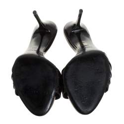 مملوكة مسبقًا صندل سلايد غوتشي هيستريا جلد لامع أسود مقاس 39