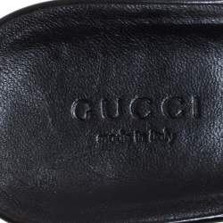 مملوكة مسبقًا صندل سلايد غوتشي هيستريا جلد لامع أسود مقاس 39