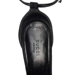 Gucci Black Suede Crystal Embellished Heel Ankle Strap Sandals Size 41
