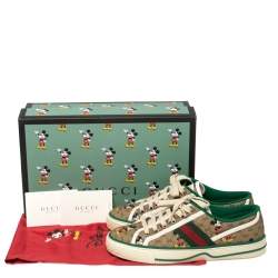 Pre Owned حذاء رياضي غوتشي ديزني إديشن كانفاس مقوي بني بعنق منخفض مقاس 38