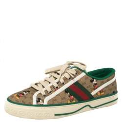 Pre Owned حذاء رياضي غوتشي ديزني إديشن كانفاس مقوي بني بعنق منخفض مقاس 38