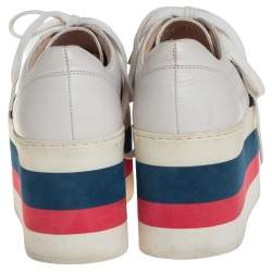 مملوكة مسبقًا Gucci White Leather Ace Platform Sneakers Size 38