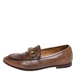 مملوكة مسبقًا حذاء لوفرز غوتشي هورسبيت جلد بني مقاس 35