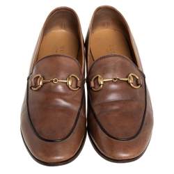 مملوكة مسبقًا حذاء لوفرز غوتشي هورسبيت جلد بني مقاس 35