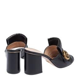 مملوكة مسبقًا Gucci Black Leather GG Marmont Fringe Detail Open Toe Sandals Size 37