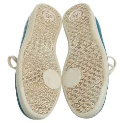 Pre Owned حذاء رياضي غوتشي جلد مايكرو غوتشيسيما أزرق بعنق منخفض مقاس 38