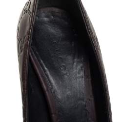 Pre Owned Gucci Brown Guccissima Leather Peep Toe Pumps Size 37.5