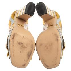 مملوكة مسبقًا Gucci Gold/Silver Leather Marmont Zebra Print Pumps Size 37