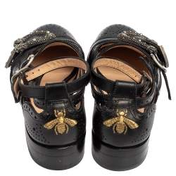 Pre Owned Gucci Black Leather Dionysus Brogue Oxford Size 37.5