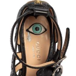 Pre Owned Gucci Black Leather Dionysus Brogue Oxford Size 37.5