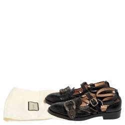 Pre Owned Gucci Black Leather Dionysus Brogue Oxford Size 37.5