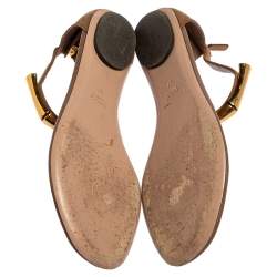 Pre Owned Gucci Brown Suede Thong  Ankle Strap Sandals Size 37