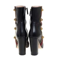 مملوكة مسبقًا حذاء بوت غوتشي كارلي مالاغا جلد أسود مقاس 38