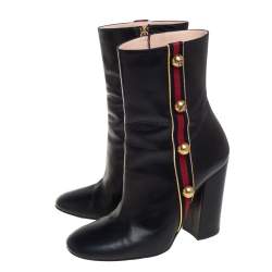 مملوكة مسبقًا حذاء بوت غوتشي كارلي مالاغا جلد أسود مقاس 38