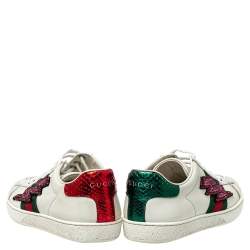 Pre Owned حذاء رياضي غوتشي أيس مزين بشرارة كريستال مزخرف وجلد أبيض مقاس 36