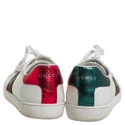 Pre Owned Gucci White Leather Ace Sneakers Size 41
