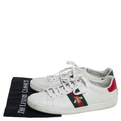 Pre Owned Gucci White Leather Ace Sneakers Size 41