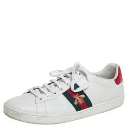 Pre Owned Gucci White Leather Ace Sneakers Size 41