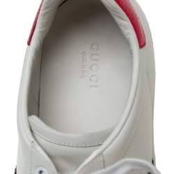 Pre Owned Gucci White Leather Ace Sneakers Size 41
