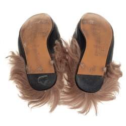 Pre Owned Gucci Black Leather, Fur Princetown Sandals Size 40