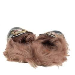 Pre Owned Gucci Black Leather, Fur Princetown Sandals Size 40