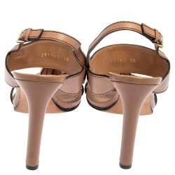 Pre Owned صندل غوتشي ايميلي جلد بيج مزبن هورسبيت بشراشيب فتحة كعب مقاس 38
