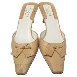 Pre Owned صندل مولزغوتشي جلد فينتيدج بيج مقاس 38