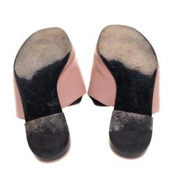 Pre Owned Gucci Pink Leather Horsebit Crystal Embellished Flat Slides Size 40.5