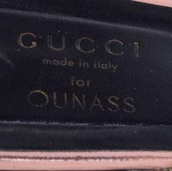 Pre Owned Gucci Pink Leather Horsebit Crystal Embellished Flat Slides Size 40.5