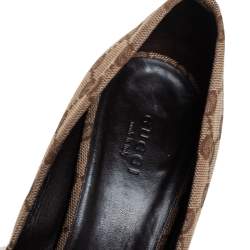 Gucci Brown/Beige GG Canvas Open Toe Pumps Size 39
