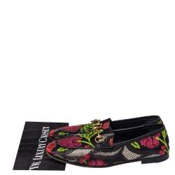 Pre Owned Gucci Multicolor Floral Print Jacquard Jordaan Horsebit Loafers Size 38