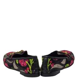 Pre Owned Gucci Multicolor Floral Print Jacquard Jordaan Horsebit Loafers Size 38
