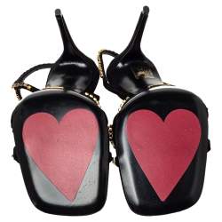 مملوكة مسبقًا Gucci Black Suede Carmen Crystal Embellished Strappy Sandals Size 39