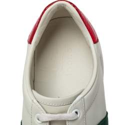 مملوكة مسبقًا Gucci White Leather Ace Embroidered Bee Low Top Sneakers Size 38.5