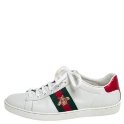 Gucci White Leatther and Canvas Ace Sneakers Size 37.5